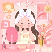 美妆护肤女孩插画