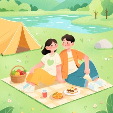 情侣户外野餐时光
