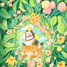 萌猫与玩偶的春日花园