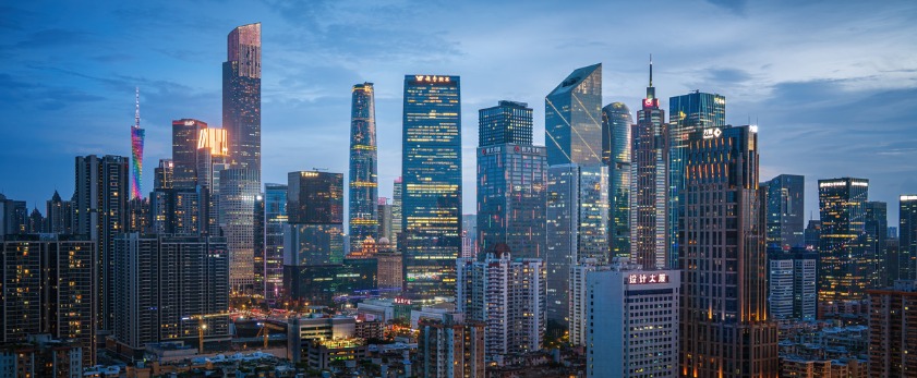 广州繁华都市璀璨夜景天际线