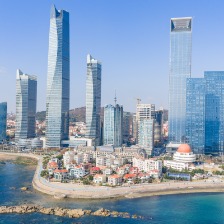 航拍青岛浮山湾都市风光